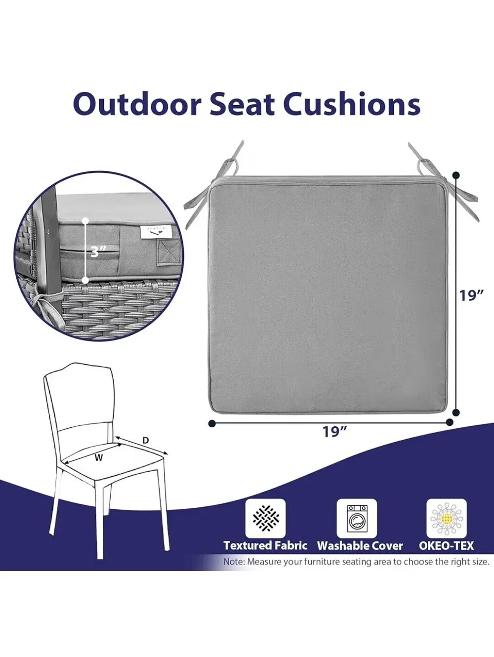 COVERS FOR OUTDOOR CHAIR SEAT CUSHIONS. Set of 4